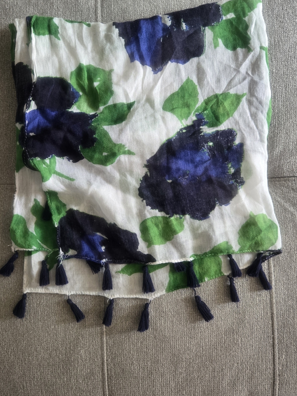 The Limited White Scarf with Blue & Green Floral Print
